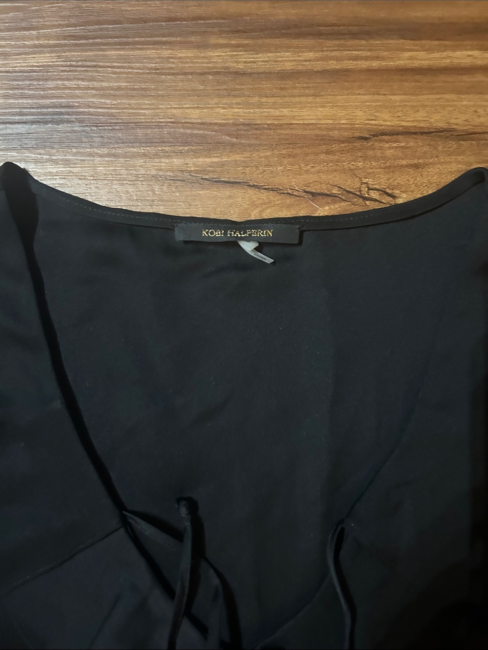 Kobi Halperin Black Tie-Front Dress Top